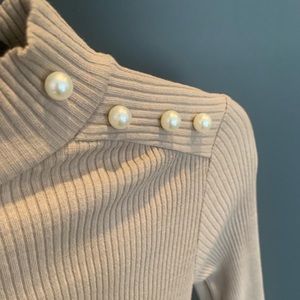 Zara high neck top with pearl details.